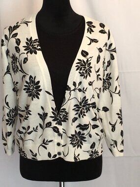 Cathy Daniels Floral Cardigan Sweater Woman's Size L